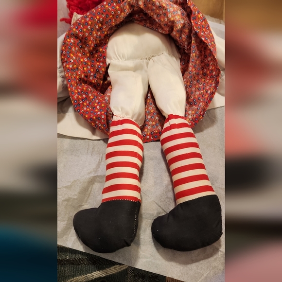 VINTAGE Handmade Raggedy Ann Doll 19 Red Dress - Picture 6 of 7